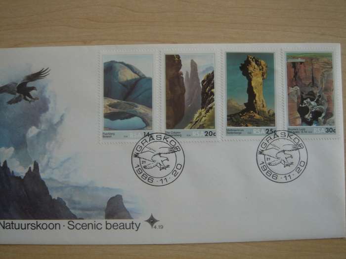1986 RSA - Scenic Beauty Series 14,20,25,30 c stamped on FDC