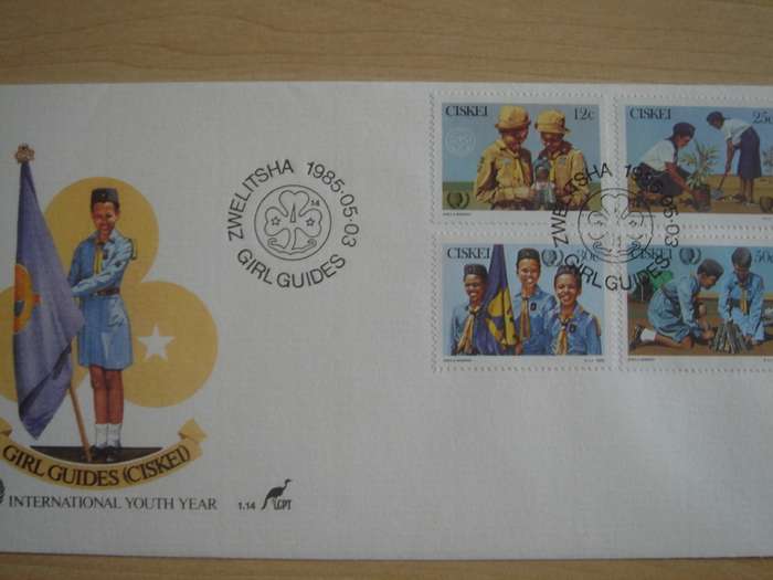 1985 Ciskei - Girl Guides 12,25,30,50 c stamped on FDC
