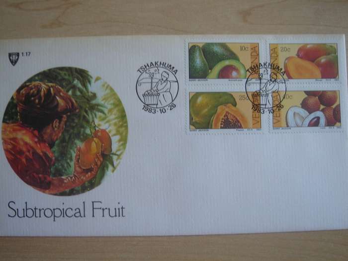 1983 Venda - Subtropical Fruit 10,20,25,40 c stamped on FDC