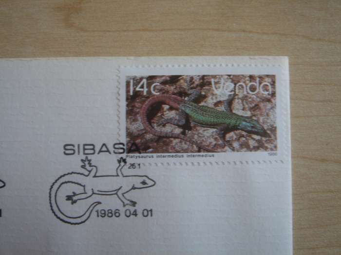1986 Venda - Reptiles Series Addition 14 c stamped on FDC
