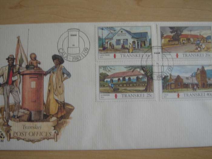 1983 Transkei - Post Offices 10,20,25,40 c stamped on FDC
