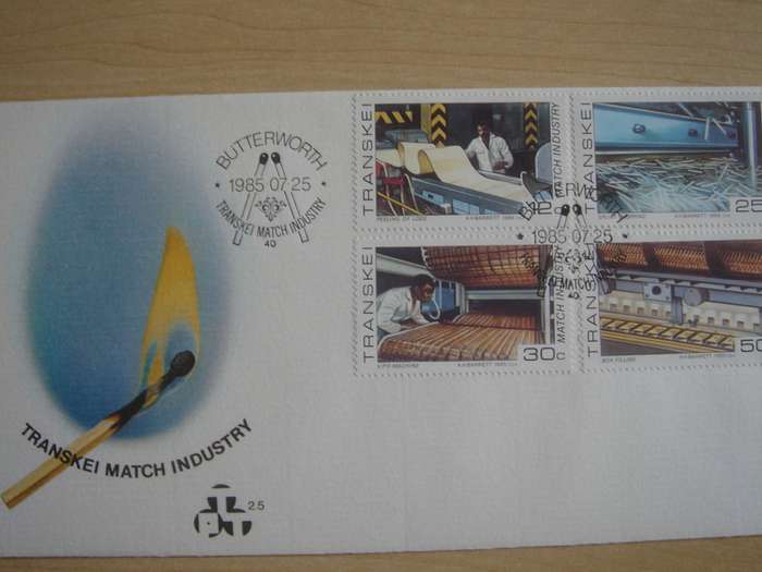 1985 Transkei - Match Industry 12,25,30,50 c stamped on FDC
