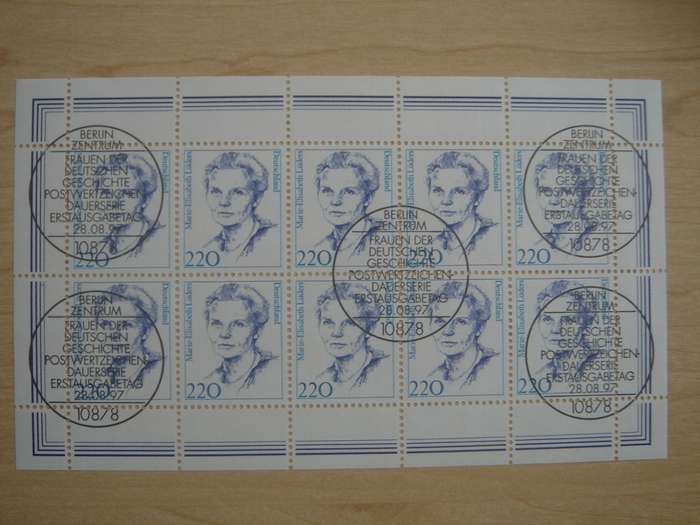 1997 - Kleinbogen (mini sheet of 10 stamps) MiNr 1939-1940 stamped in Berlin