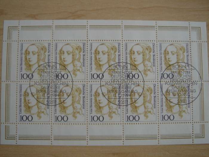 1994 - Kleinbogen (mini sheet of 10 stamps) MiNr 1755-1756 stamped in Bonn