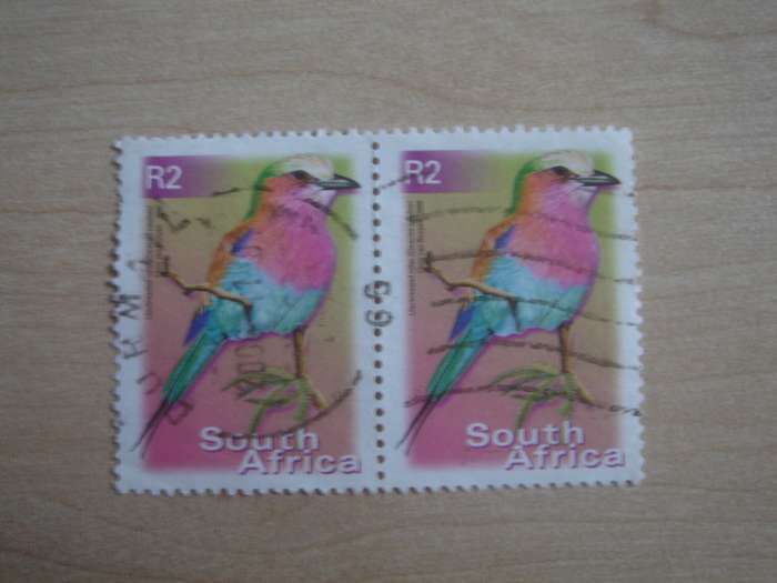 2000 RSA - Lilac-breasted Roller R 2 horizontal pair used, stamped