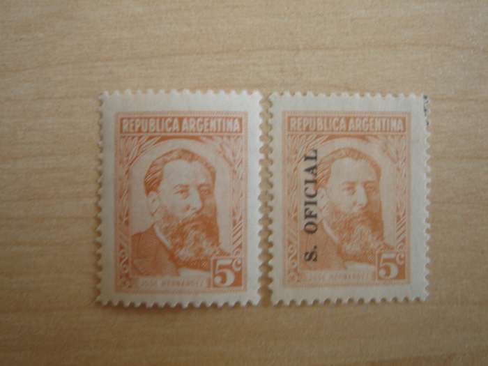 1939 Argentina - Jose Hernandez 5 c MNH + used, optd `S. OFICIAL`