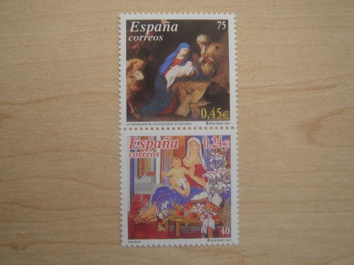 2001 Espana - Christmas vertical pair 0,25 + 0,45 MNH