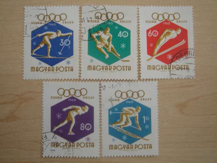 1960 Hungary - Winter Olympics Squaw Valley 30,40,60,80 f + 1 Ft used, stamped