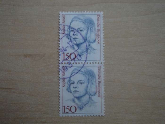 1991 Deutschland MiNr 1497 vertical pair used, stamped