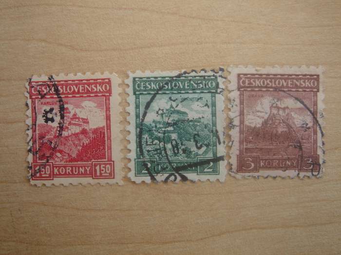 1926 CZ Castles & Cities 1.50,2,3 K used, stamped