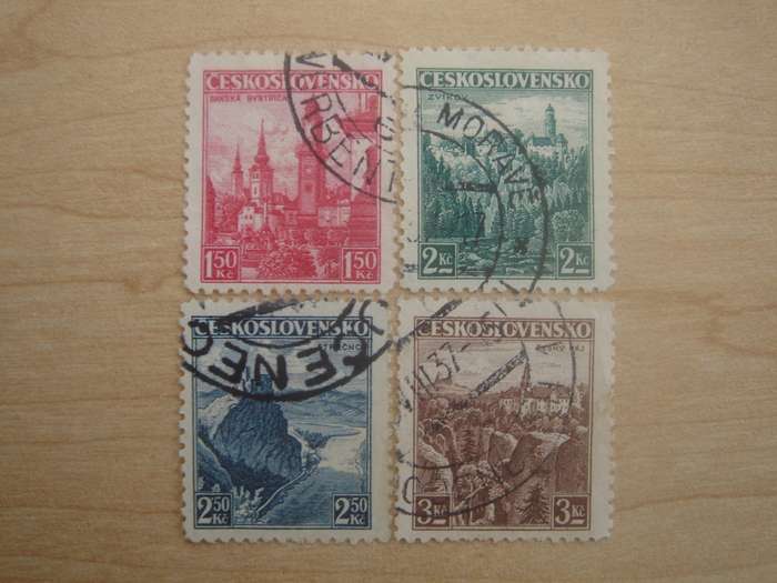 1936 CZ Castles 1.50,2,2.50,3 K used, stamped