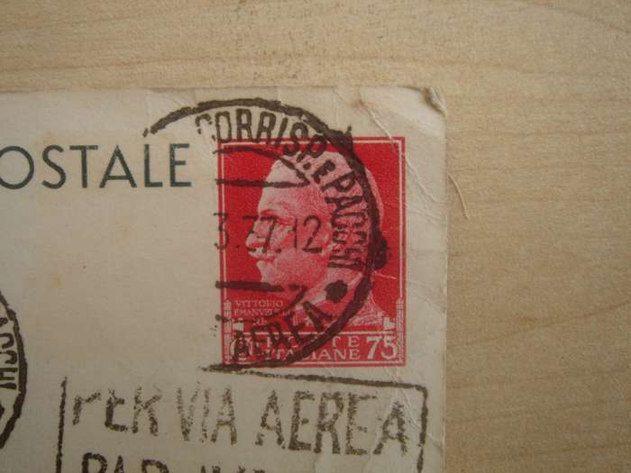 1929 Italia - King Victor Emmanuel III 75 C (print) stamped (1937) on postcard