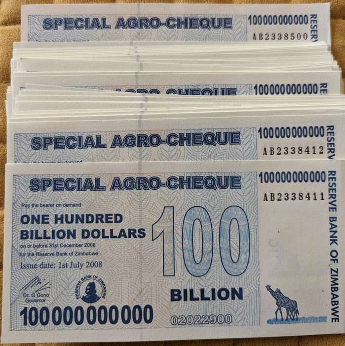 Zimbabwe 100 Billion Dollars Special Agro Cheque, 2008, P-64, UNC
