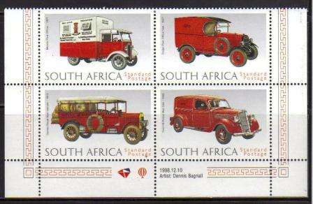 RSA 1999 125TH ANNIVERSARY UPU MNH CONTROL BLOCK OF 4