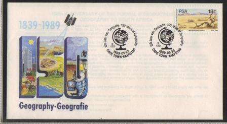 RSA 1989 COM COVER 150 YEARS OF GEOGRAPHY