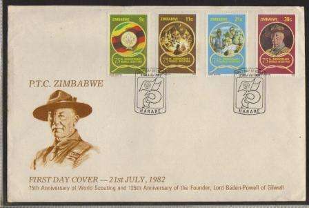 SCOUTING - 1982 ZIMBABWE 75TH ANNIVERSARY OF WORLD SCOUTING FDC