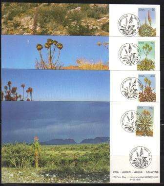SWA 1981 ALOES SET OF 4 HAND CANCELLED LIMITED EDITION PRIVATE MAXI CARDS # 7
