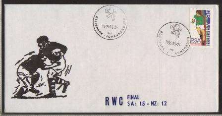RUGBY COM COVER - RSA 1995 RUGBY WORLD CUP FINAL SA VS NEW ZEALAND ELLISPARK 24/6/1995
