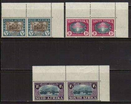 UNION SA 1939 250TH ANNIV HUGUENOT LANDING SACC 81/83 SET OF 3 CORNER MINT PAIRS