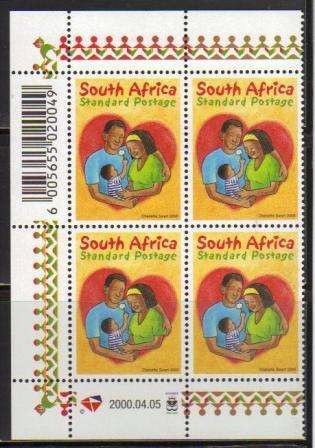 RSA 2000 FAMILY DAY MNH CONTROL BLOCK OF 4