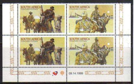 RSA 1999 ANGLO BOER WAR MNH CONTROL BLOCK OF 4