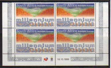 RSA 1999 MILLENIUM MNH CONTROL BLOCK OF 4
