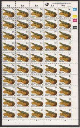 RSA 1993 6TH DEFINITIVE THREATENED FAUNA 5c MNH FULL SHEET 2447/2450 OF 100 ON COATED PAPER