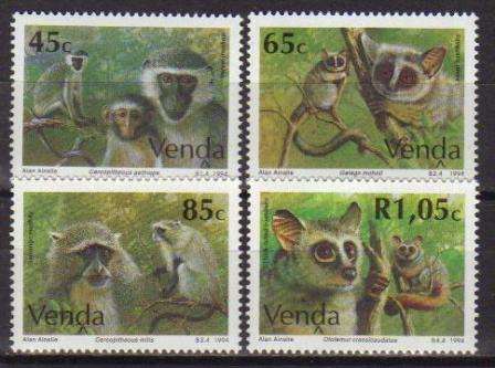 VENDA 1994 MONKEYS SET OF 4 MNH SINGLES