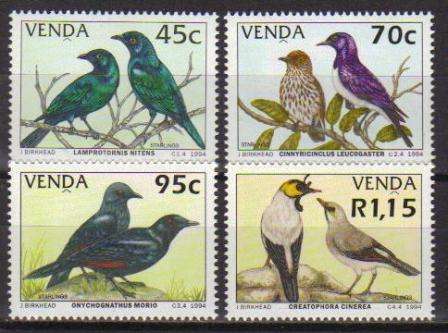 VENDA 1994 STARLINGS SET OF 4 MNH SINGLES