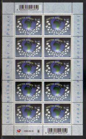 RSA 2000 YEAR OF PEACE MNH FULL SHEET OF 10