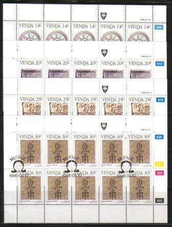 VENDA 1986 HISTORY OF WRITING SET OF 4 CTO FULL SHEETS OF 10