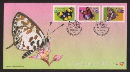RSA 2001 7TH DEFINITIVE BUTTERFLIES FDC 7.16
