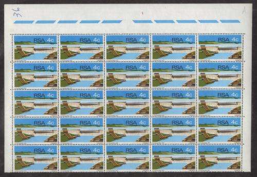 RSA 1972 VERWOERD DAM 4c MNH TOP MARGINAL BLOCK OF 25 PANE A