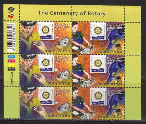 RSA 2005 ROTARY MNH CONTROL BLOCK OF 6 AIRMAIL LETTER RATE