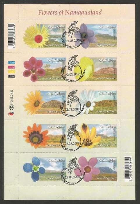 RSA 2008 FLOWERS OF NAMAQUALAND CTO FULL SHEET OF 10
