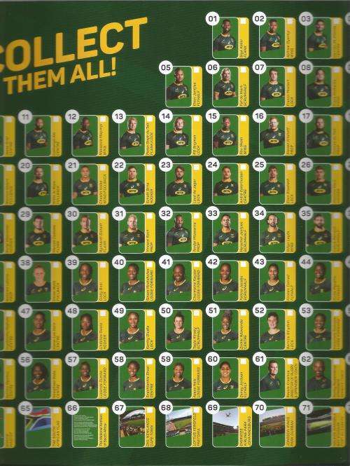 RSA 2019 RUGBY WORLD CUP SOUTH AFRICA FULL SET OF 72 PICK N PAY SUPER CARDS IN ALBUM