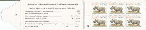 RSA 1993 AVIATION BOOKLET WITH RHINO STAMPS B&W LOGO LATIN HARRISON PAPER FULLY PERFED STATION 13