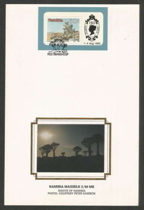 NAMIBIA 1990 SIGHTS M/S LIMITED EDITION MAXISILK CARD # 3/90