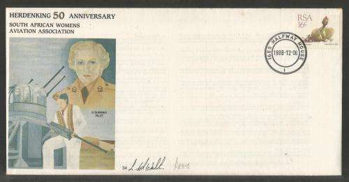 SA AIR FORCE (SAAF) FLIGHT COVER #34 - 1988 50TH ANNIV SA WOMENS AVIATION ASSOC SIGNED ARTIST