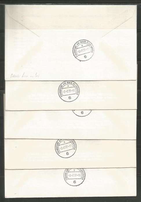 SA AIRWAYS (SAA) FLIGHT COVER # 23 1977 25TH ANNIV SAA JHB - FRANKFURT SMALL ADDRESS VARIATIONS