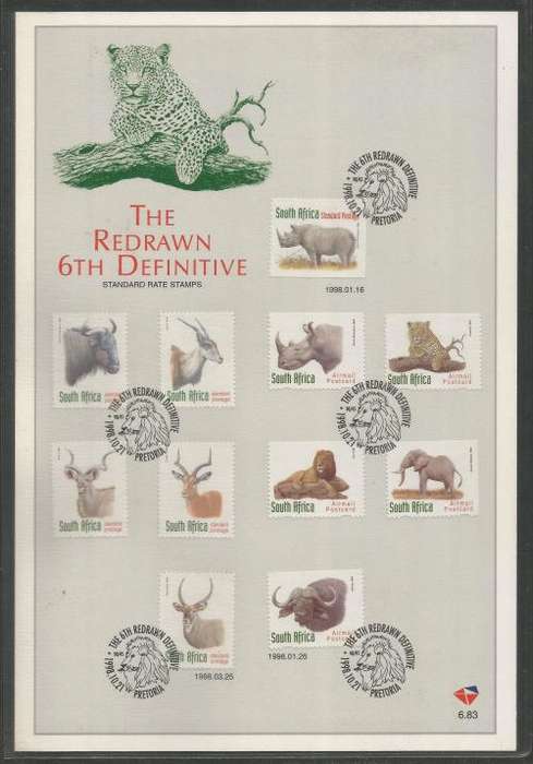 RSA 1998 REDRAWN 6TH DEFINITIVE OFFICIAL FIRST DAY CARD 6.83 IMPERF AS BELOW