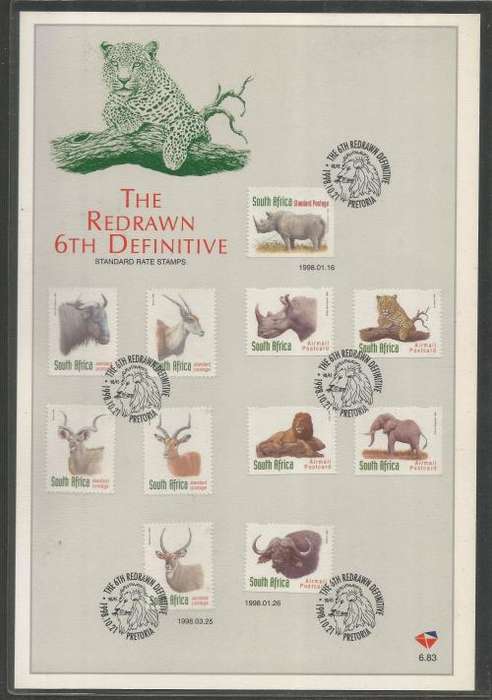 RSA 1998 REDRAWN 6TH DEFINITIVE OFFICIAL FIRST DAY CARD 6.83 IMPERF AS BELOW