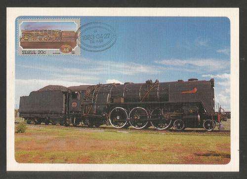 RSA 1983 20c STEAM LOCOMOTIVE MAXI CARD WITH ADDED STAMP - DE AAR D/S