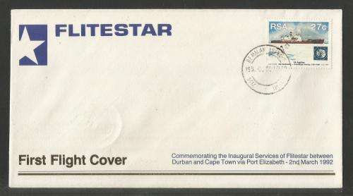 AVIATION 1992 FLITESTAR #30 1ST FLIGHT COVER CAPE TOWN - PORT ELIZABETH 2/3/92