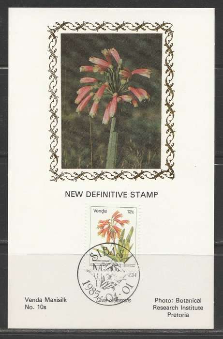 VENDA 1985 12c DEFINITIVE LIMITED EDITION MAXISILK CARD No 10S