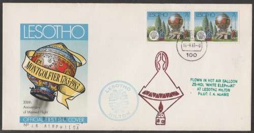 AVIATION 1983 AIRPHILSA #46 HOT AIR BALLOON FLIGHT COVER 200TH ANNIV MANNED FLIGHT