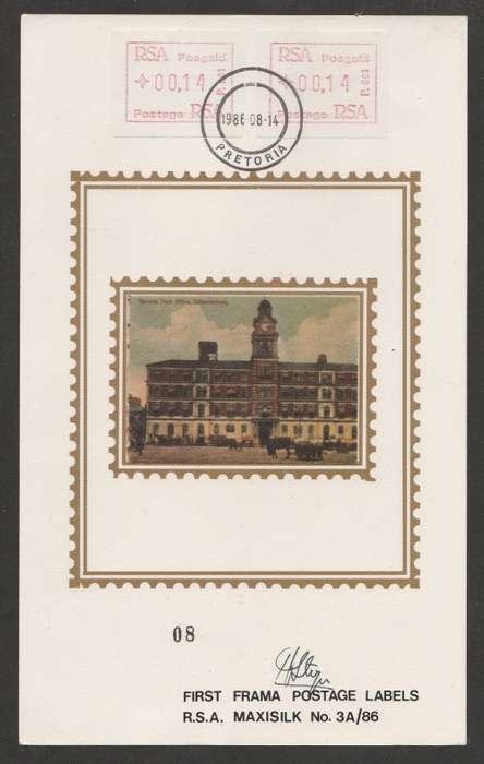RSA 1986 1ST FRAMA LABELS PRET D/S LIMITED EDITION SIGNED MAXISILK CARD # 3A/86