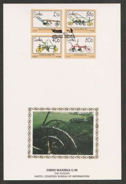 CISKEI 1990 THE PLOUGH LIMITED EDITION MAXISILK CARD # 5/90