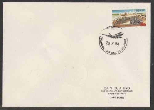 AVIATION 1984 FLIGHT COVER JAN SMUTS AIRPORT-DF MALAN AIRPORT 28/10/84