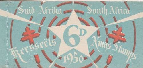 UNION SA 1950 6D CHRISTMAS LABELS BOOKLET COMPLETE WITH 1 MNH PANE (STITCHED)